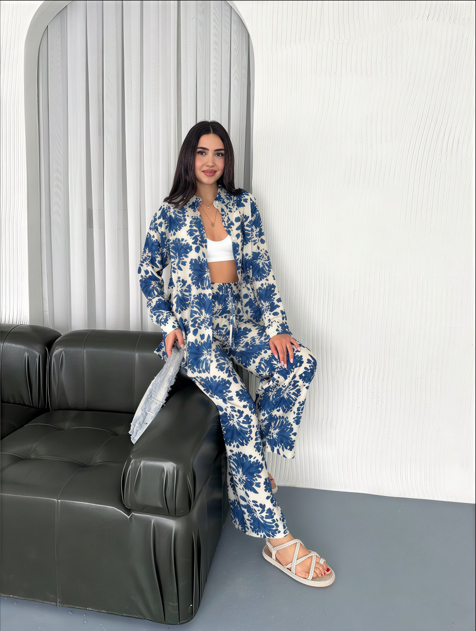 Blue & White Floral Co-ord Set