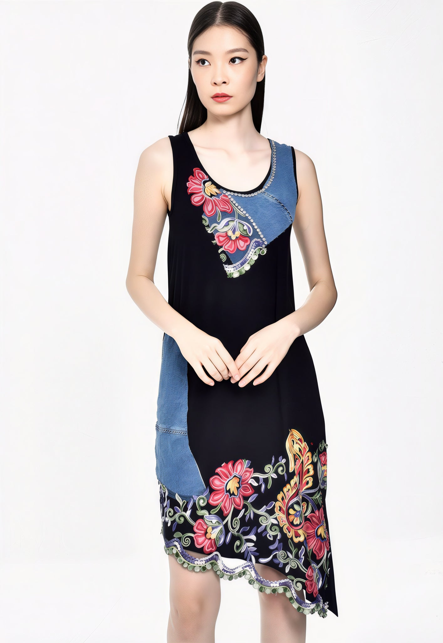 Floral Fusion Asymmetrical Dress