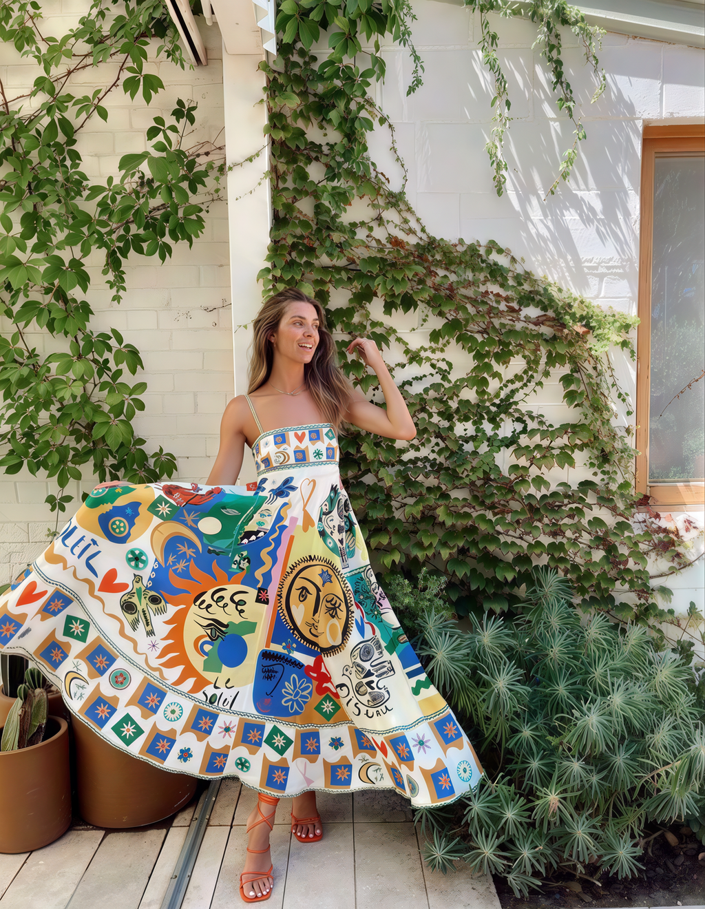 Sun Muse Art Print Maxi Dress