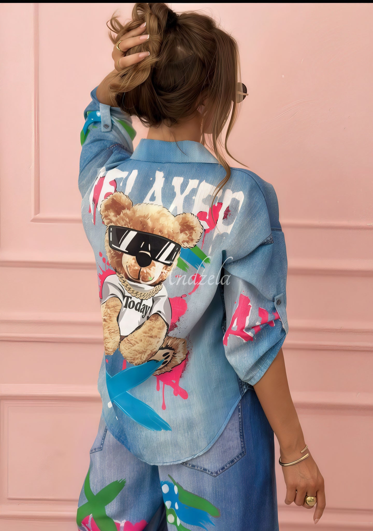Graffiti Print Denim Co-ord Set