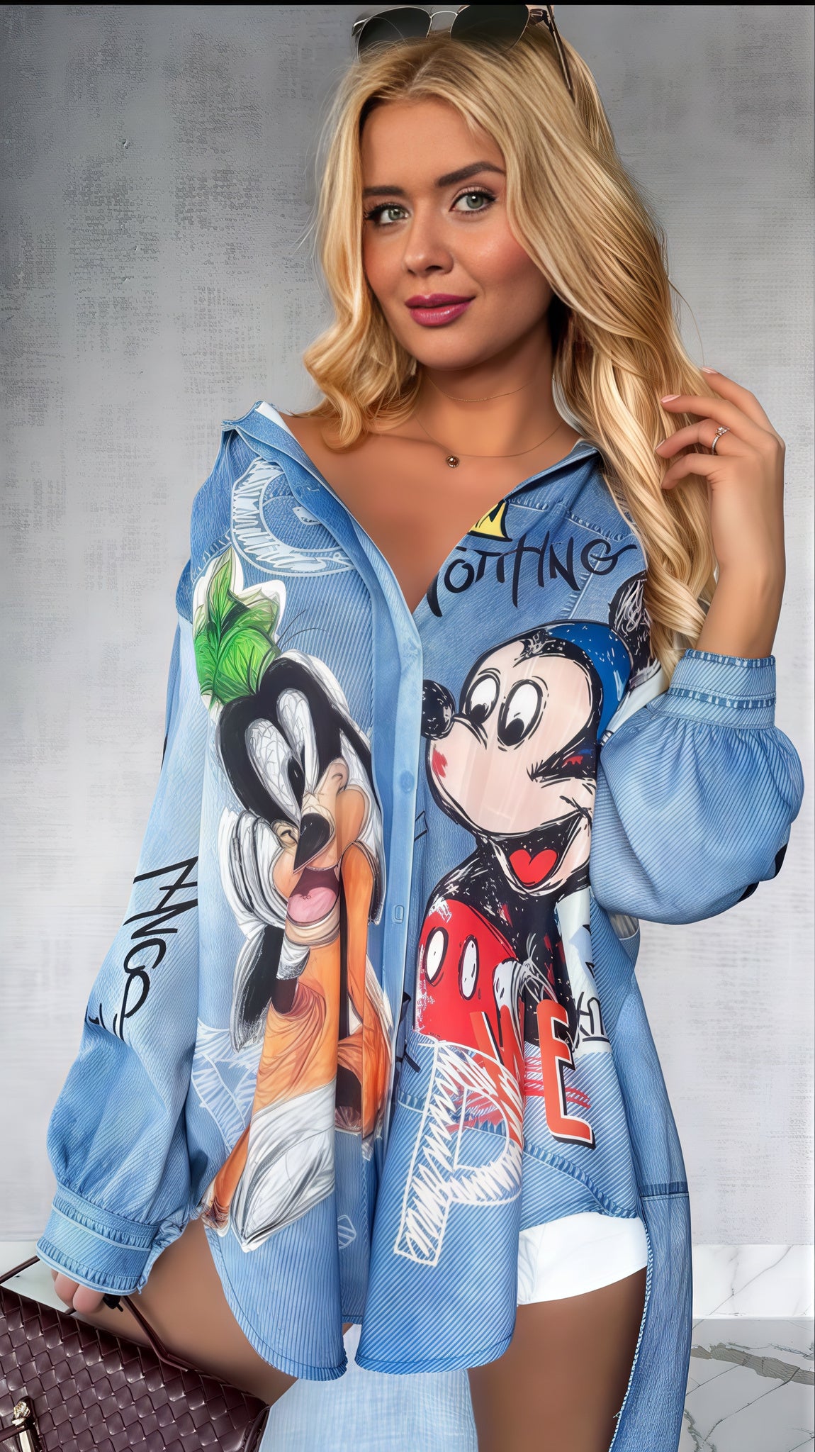 Urban Pop Art Denim Shirt - Mickey