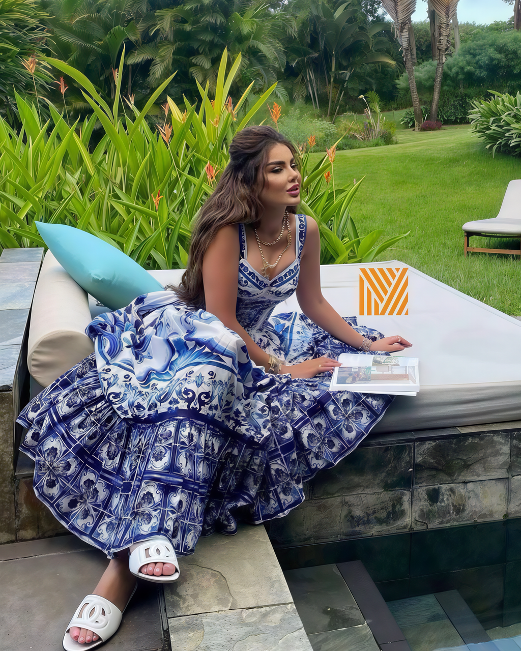 Blue & White Ocean Breeze Maxi Dress