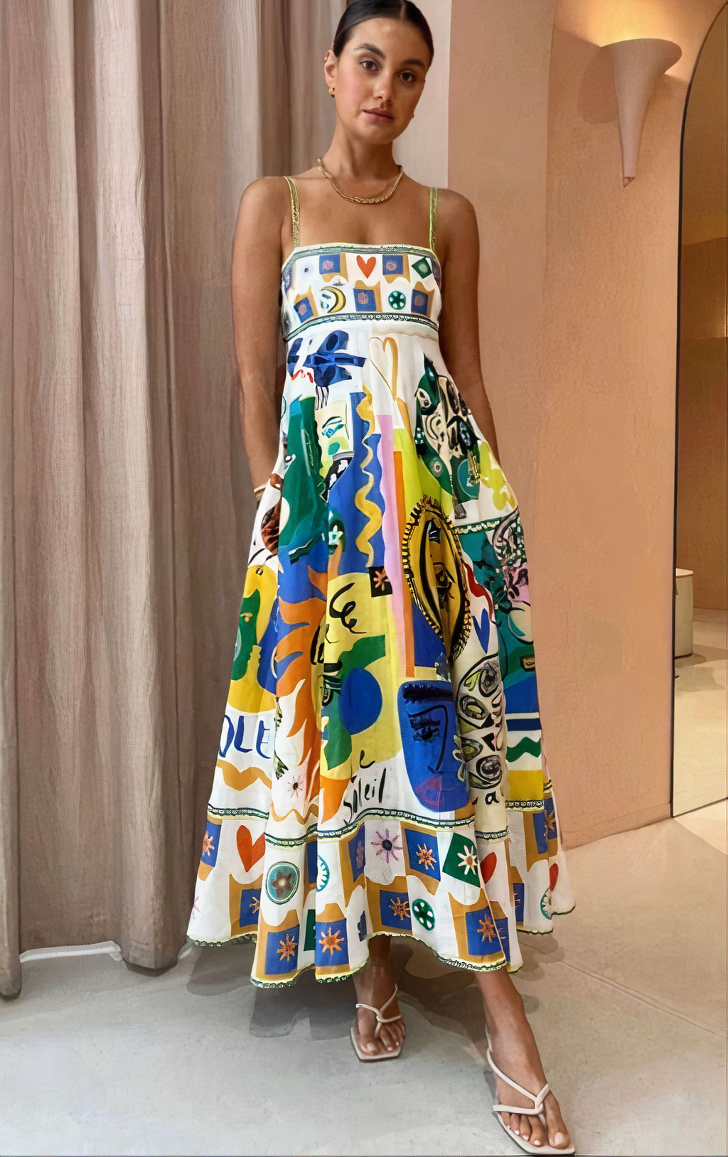 Sun Muse Art Print Maxi Dress