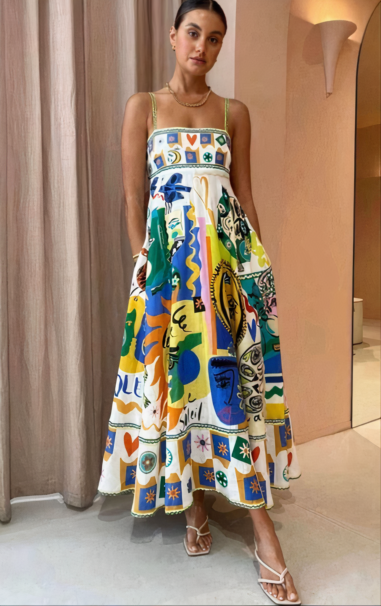 Sun Muse Art Print Maxi Dress