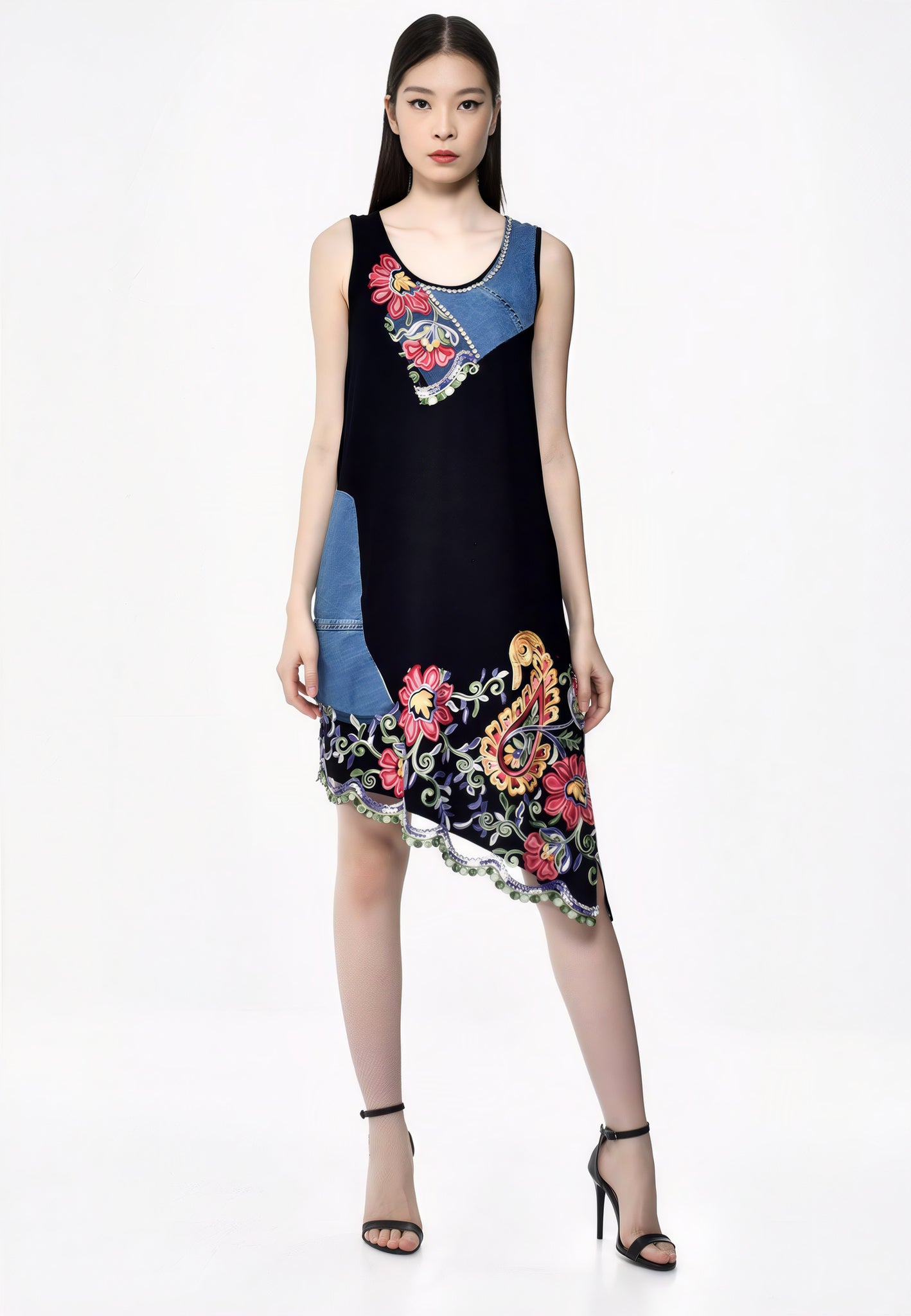 Floral Fusion Asymmetrical Dress