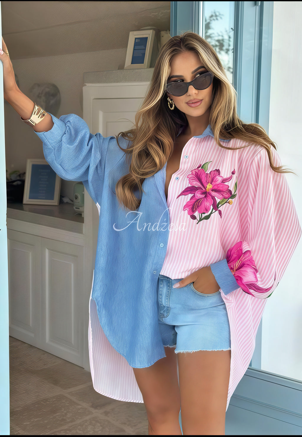 Floral Patchwork Oversized Shirt