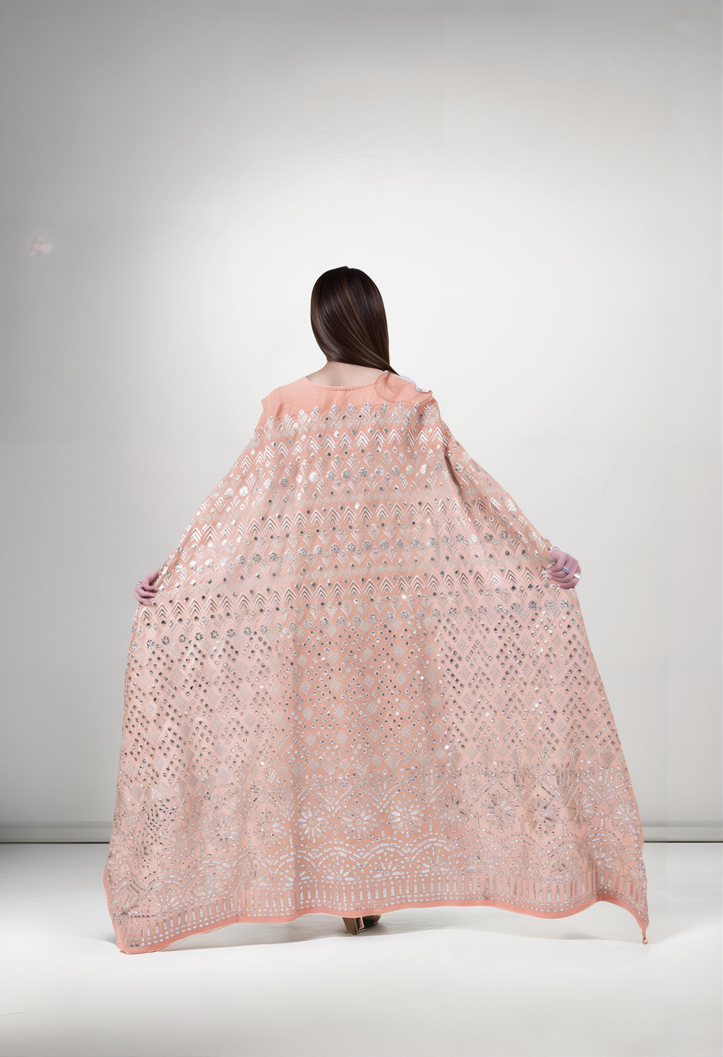 Desert Glow Kuwaiti Dress with Embroidered Cape