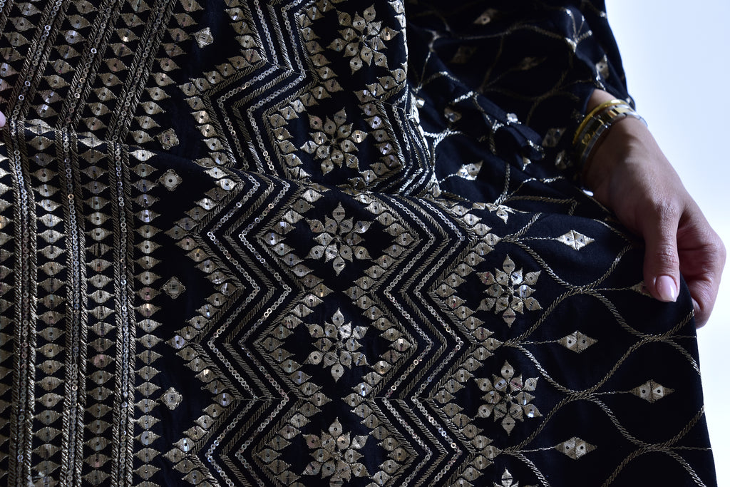 Golden Noir Kuwaiti Three-Piece Kaftan