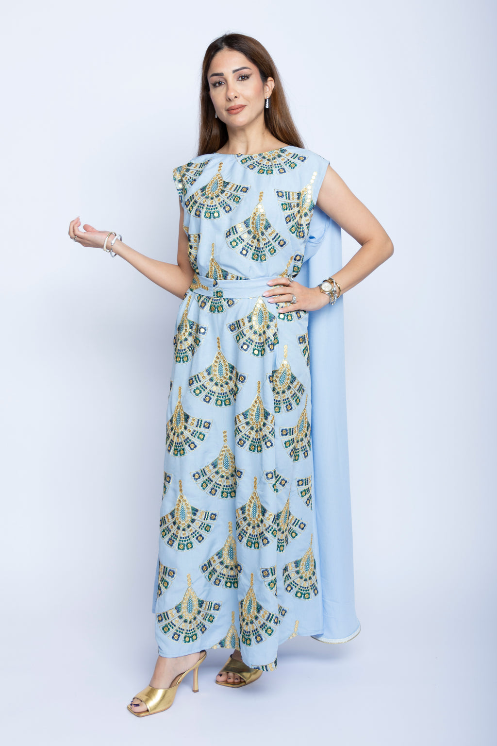 Sky Elegance Kuwaiti Cape Dress