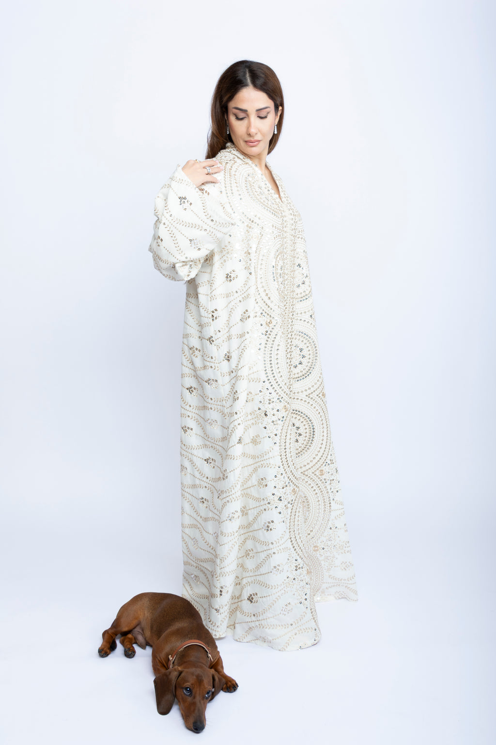 Ivory Radiance Kuwaiti Embroidered Kaftan