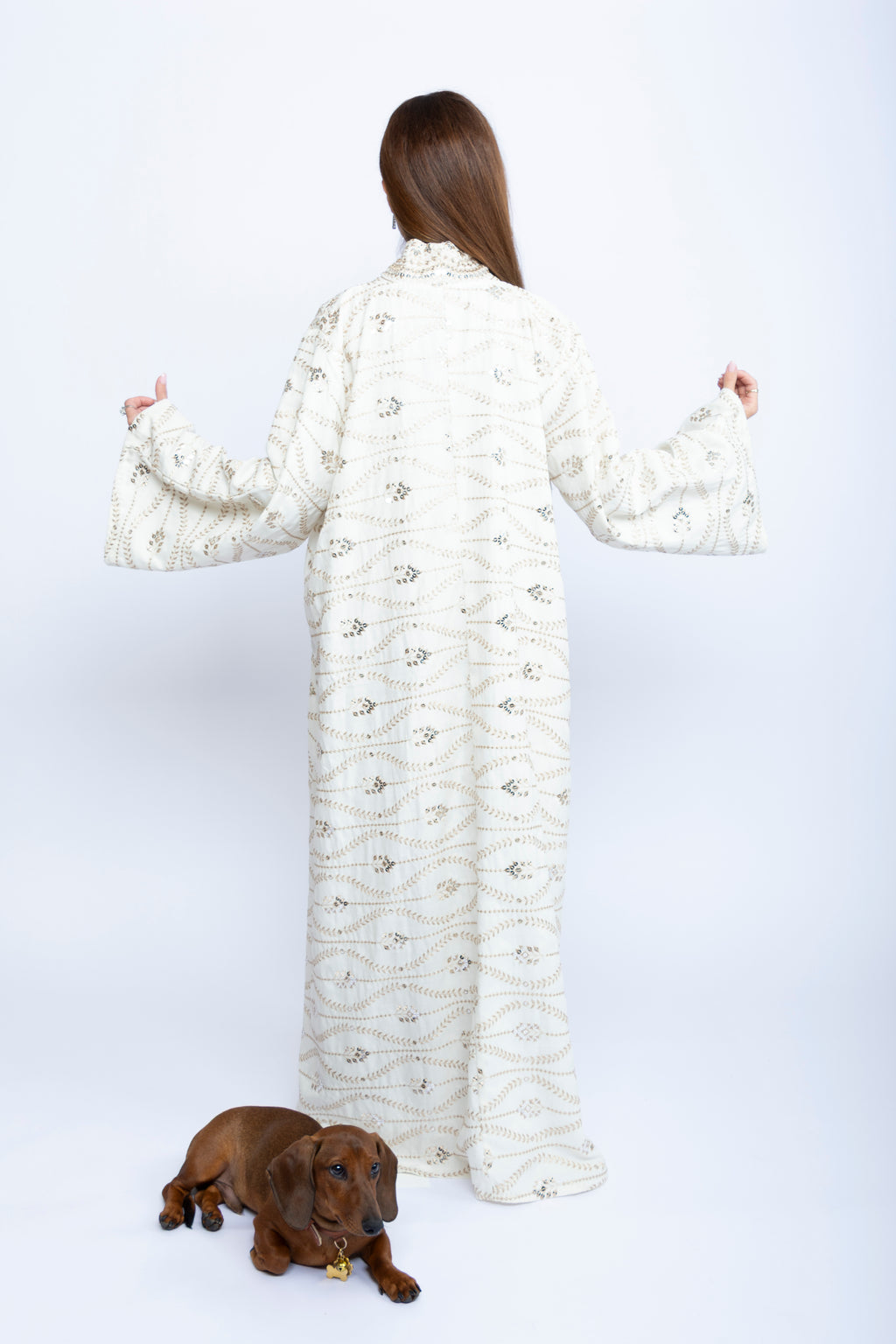 Ivory Radiance Kuwaiti Embroidered Kaftan