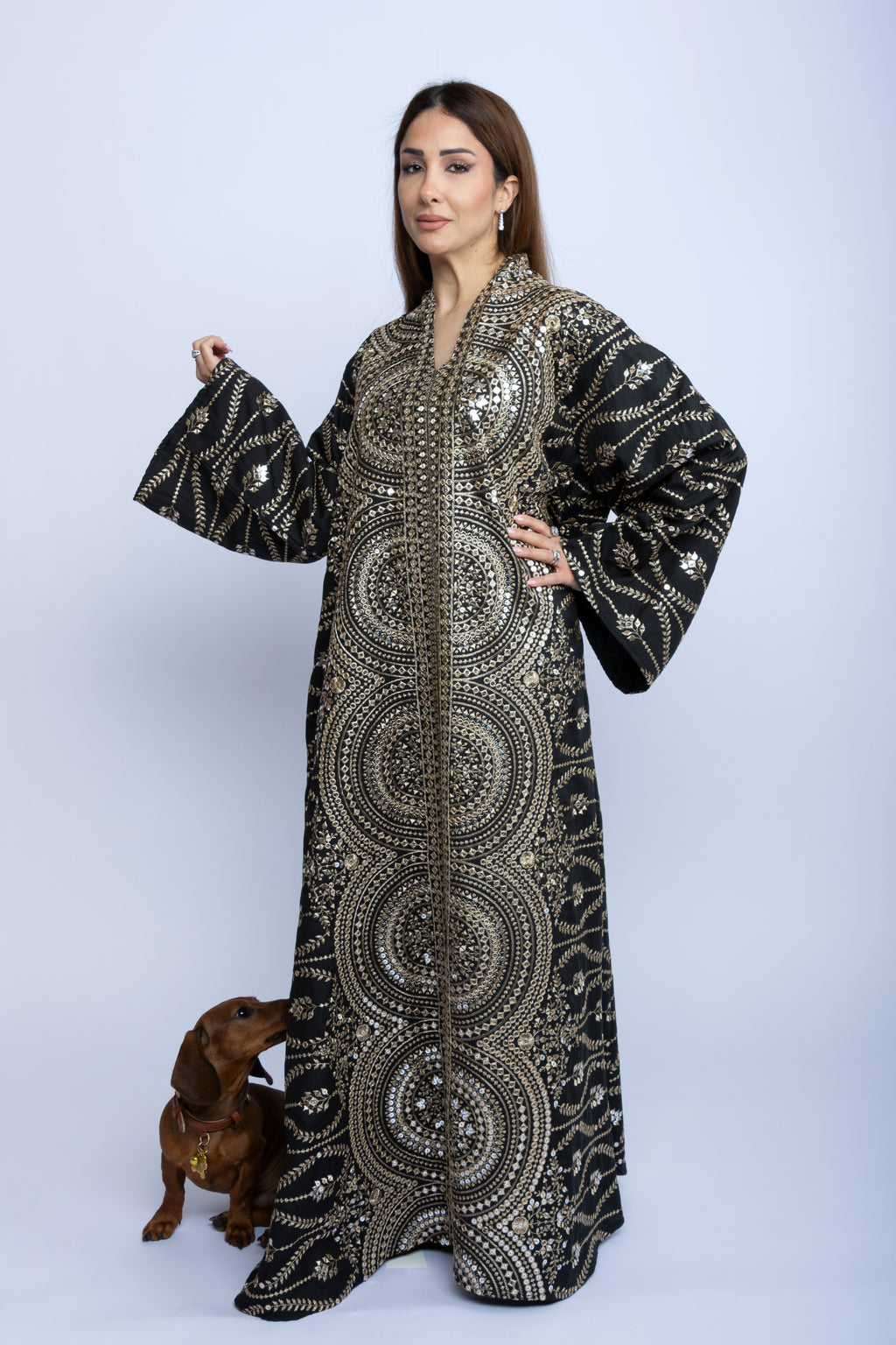 Midnight Aura Kuwaiti Embroidered Kaftan
