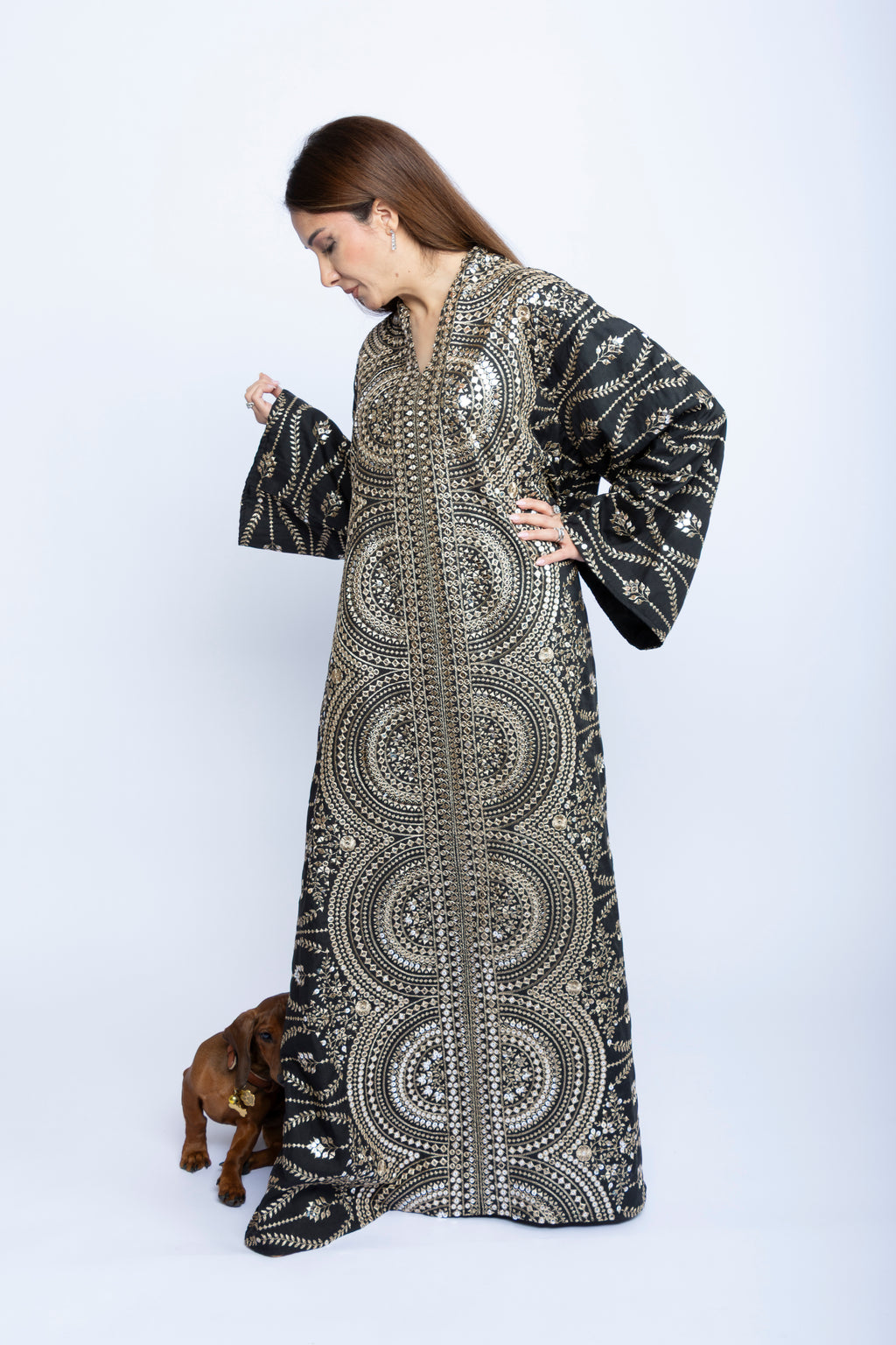 Midnight Aura Kuwaiti Embroidered Kaftan
