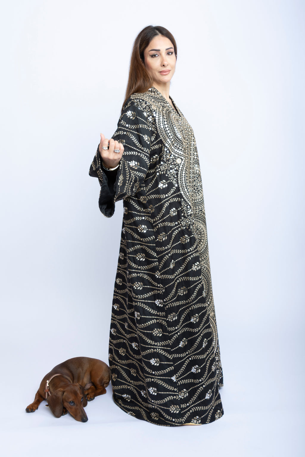 Midnight Aura Kuwaiti Embroidered Kaftan