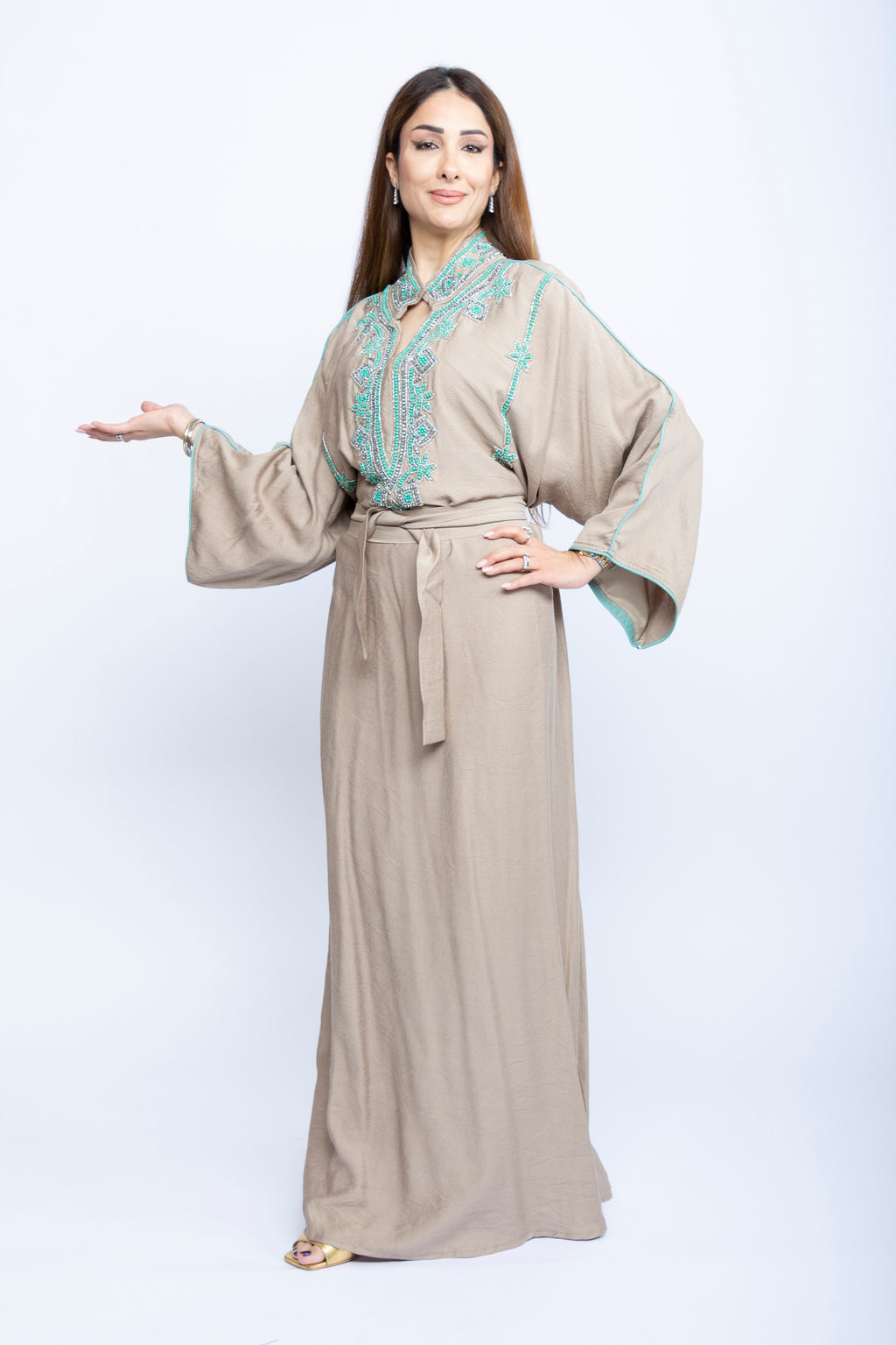 Sahara Glow Kuwaiti Beaded Kaftan