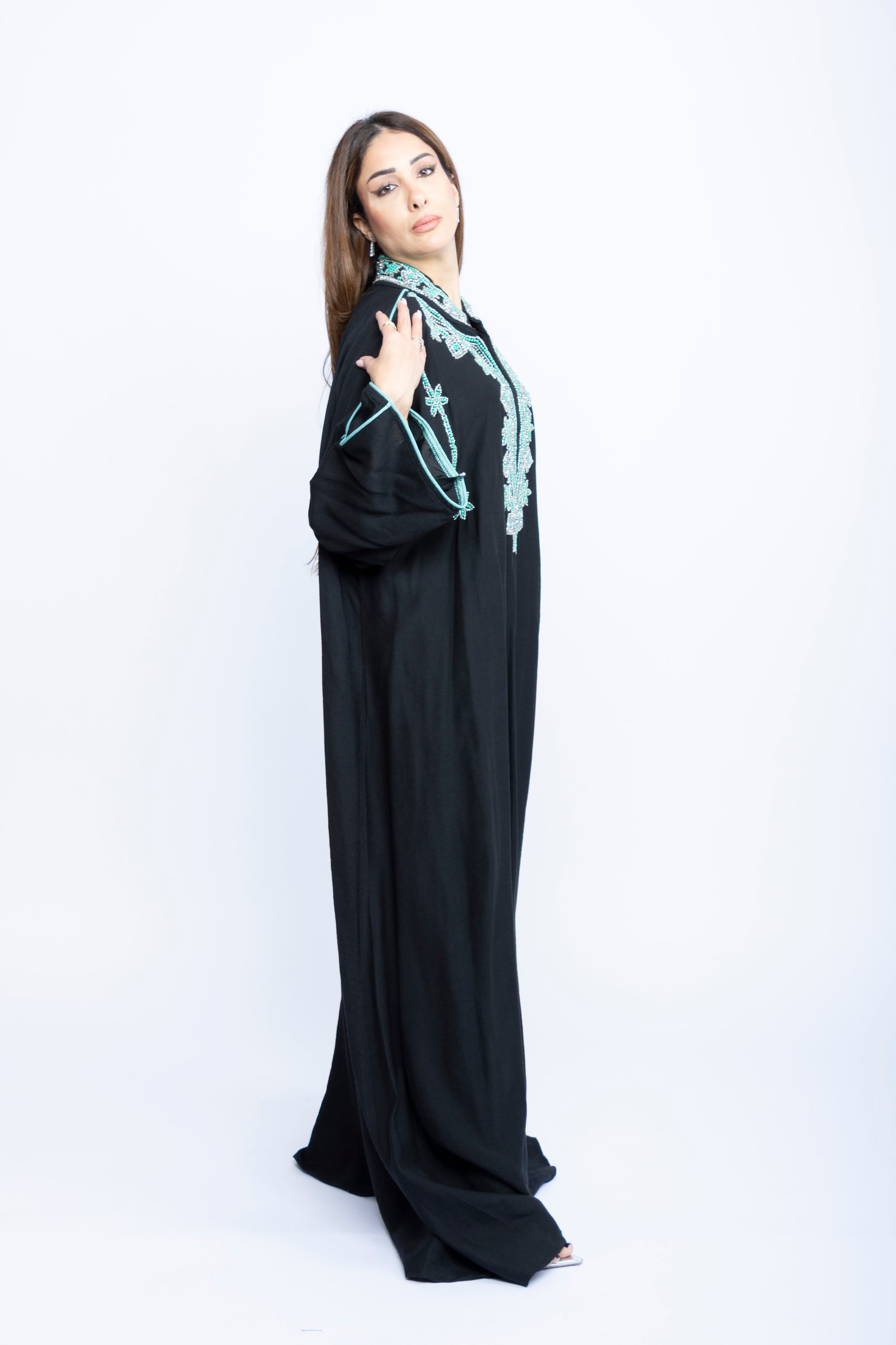 Noir Bloom Kuwaiti Beaded Kaftan