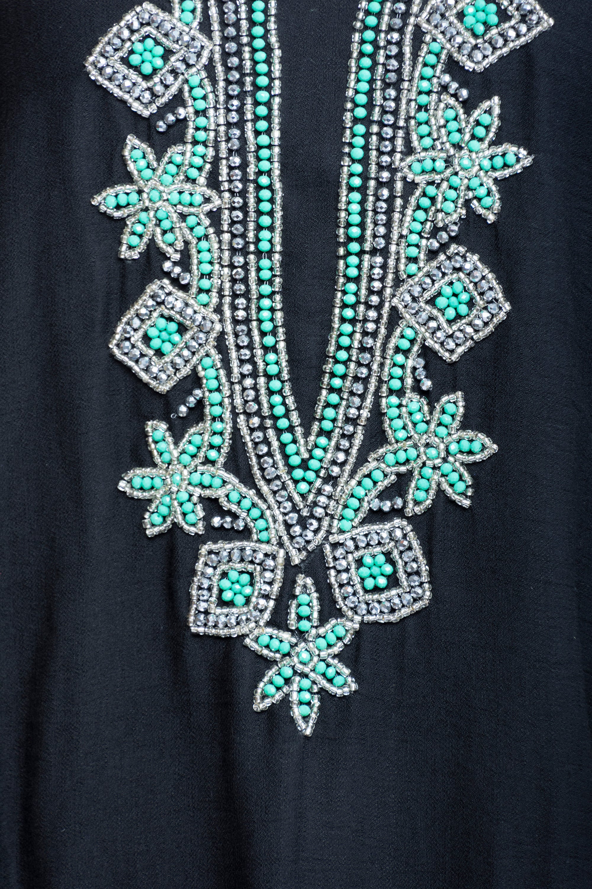 Noir Bloom Kuwaiti Beaded Kaftan