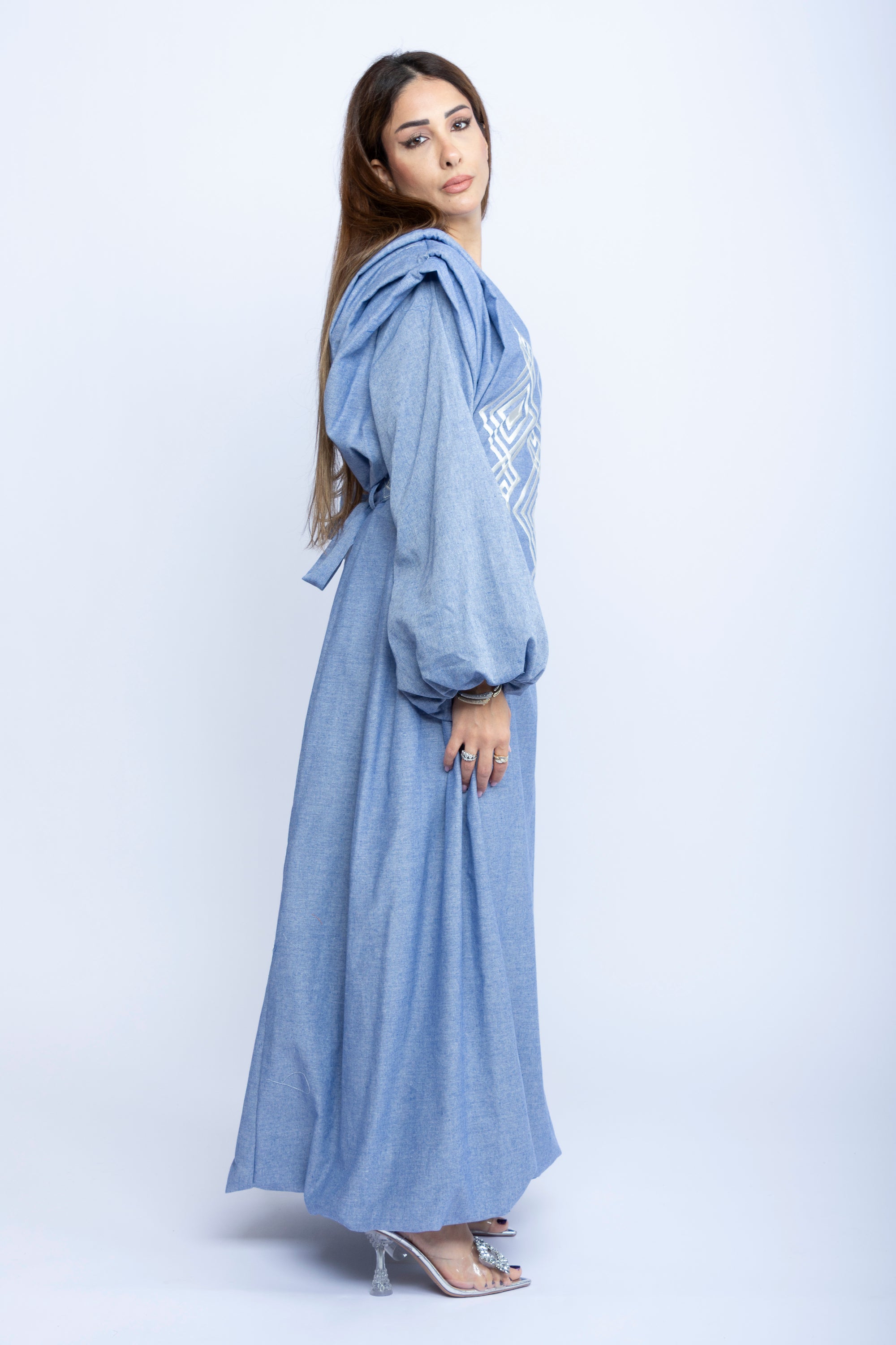 Ocean Mist Kuwaiti Embroidered Dress