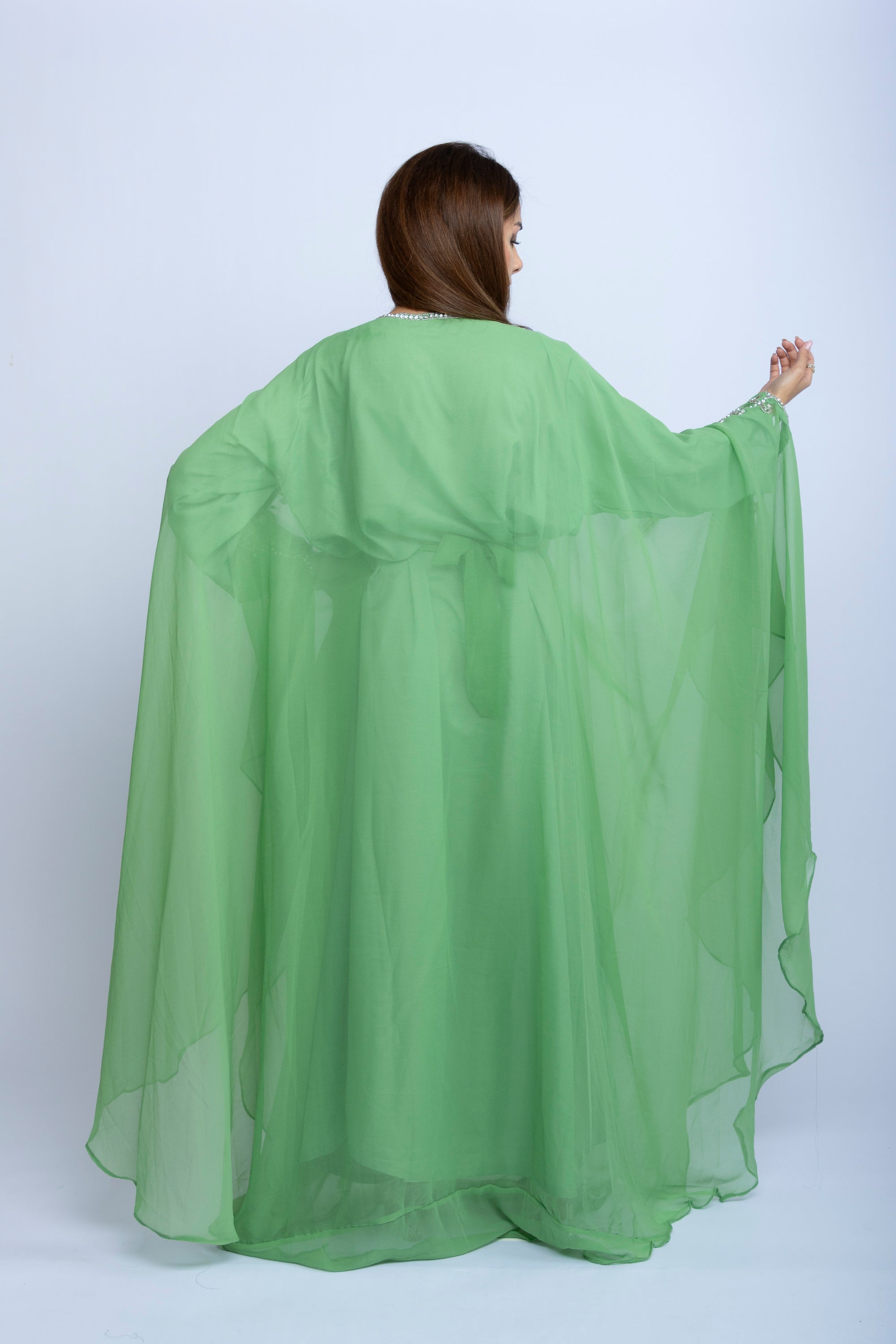 Emerald Veil Emarati Embroidered Gown