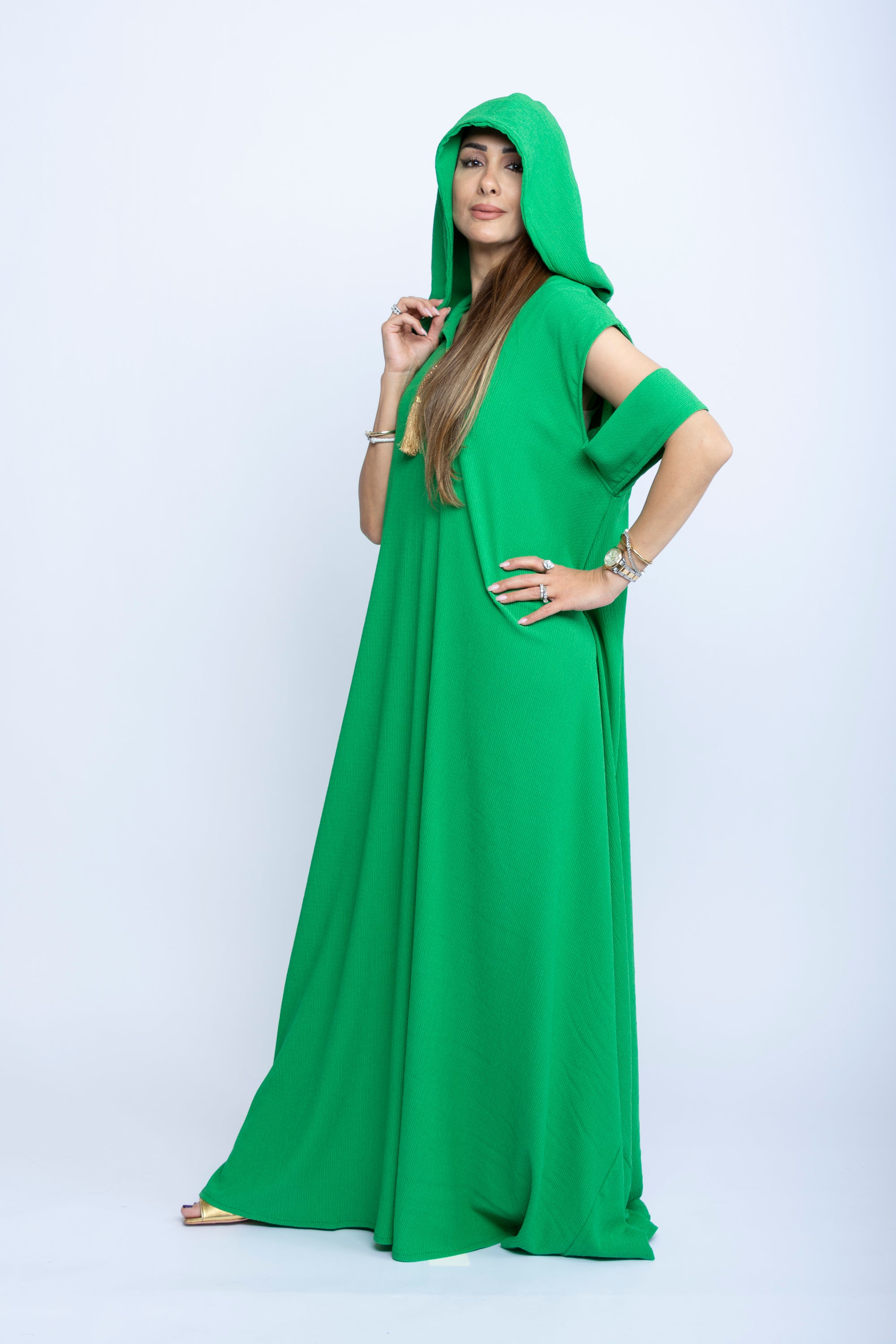 Emerald Breeze Hooded Kaftan