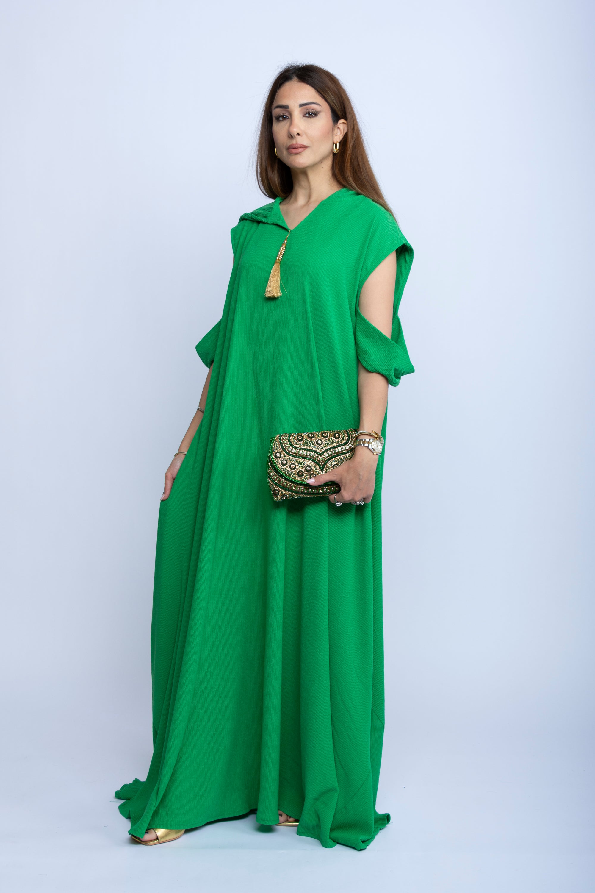 Emerald Breeze Hooded Kaftan