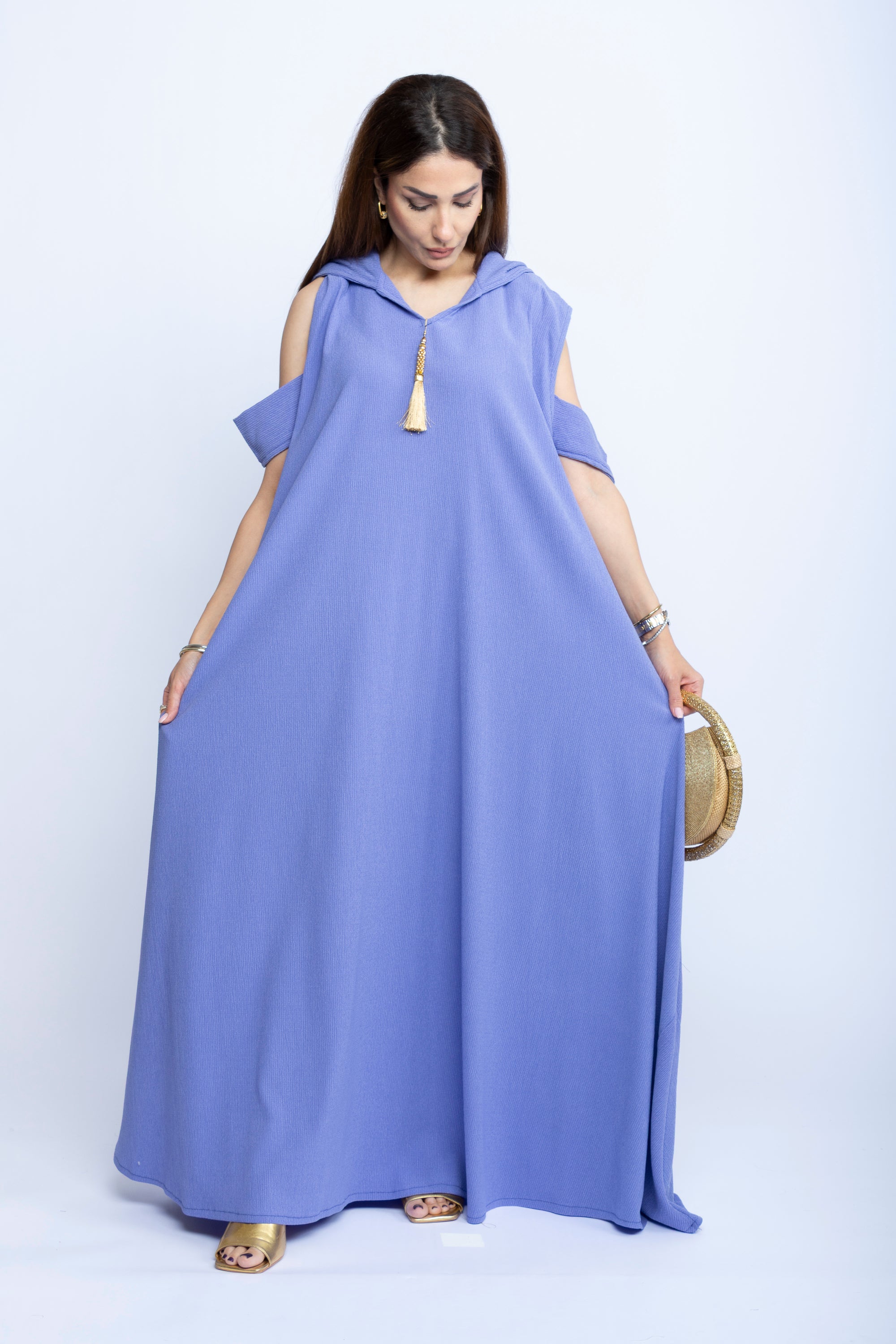 Lilac Drift Shoulder-Cut Kaftan