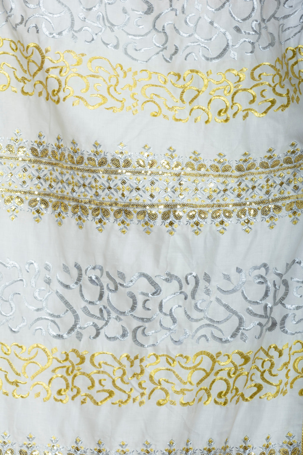 Off-White Cotton Bishit with Silver and Gold Embroidery