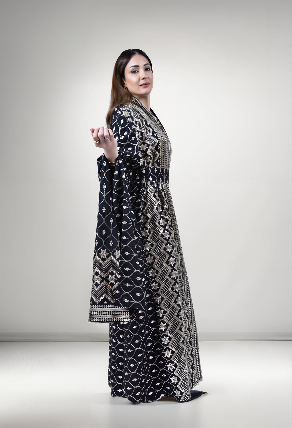 Golden Noir Kuwaiti Three-Piece Kaftan