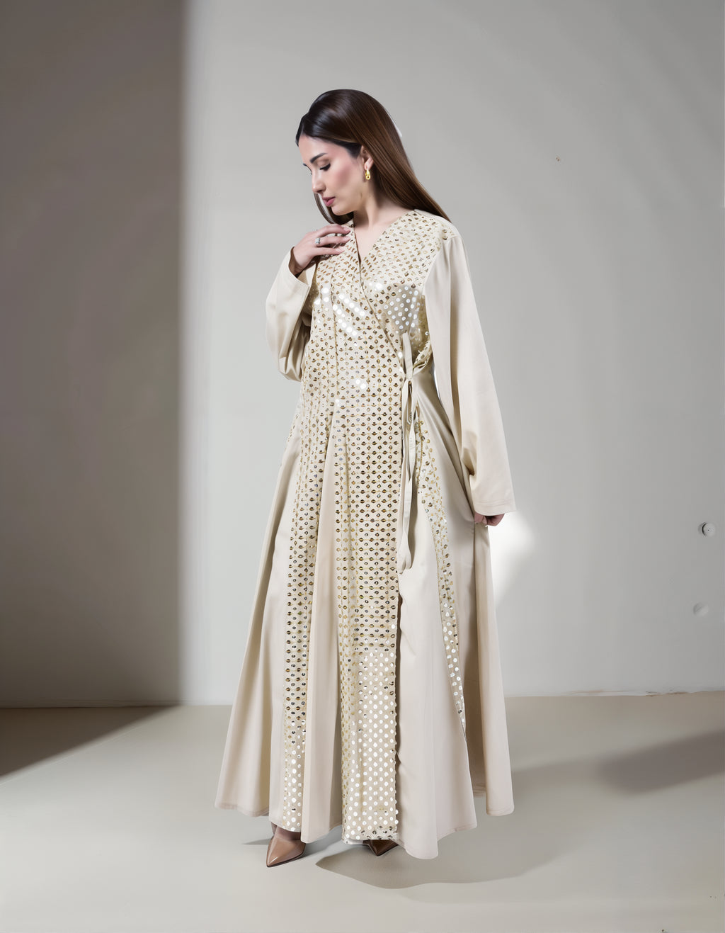 Golden Gleam Kuwaiti Cotton Dress