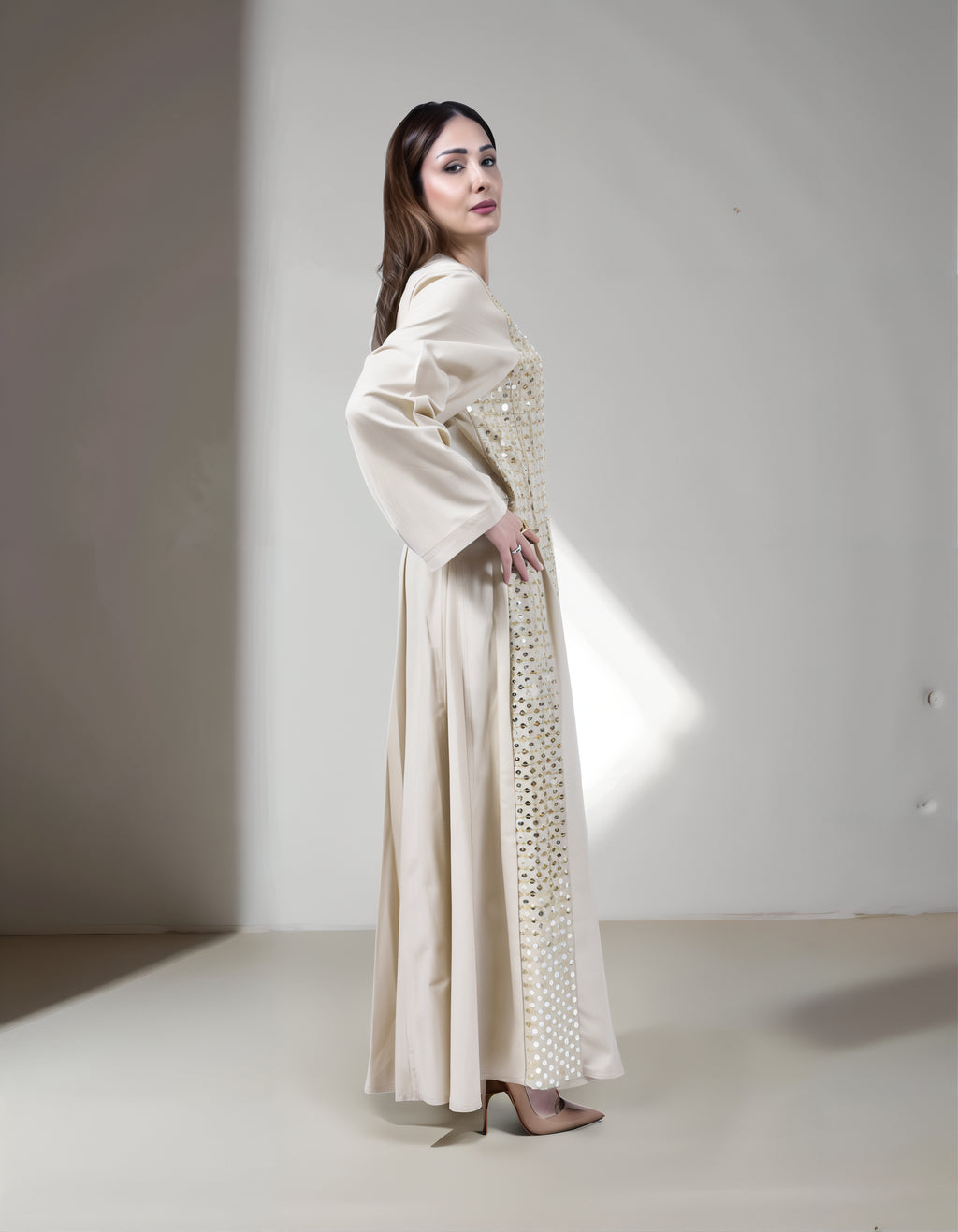 Golden Gleam Kuwaiti Cotton Dress