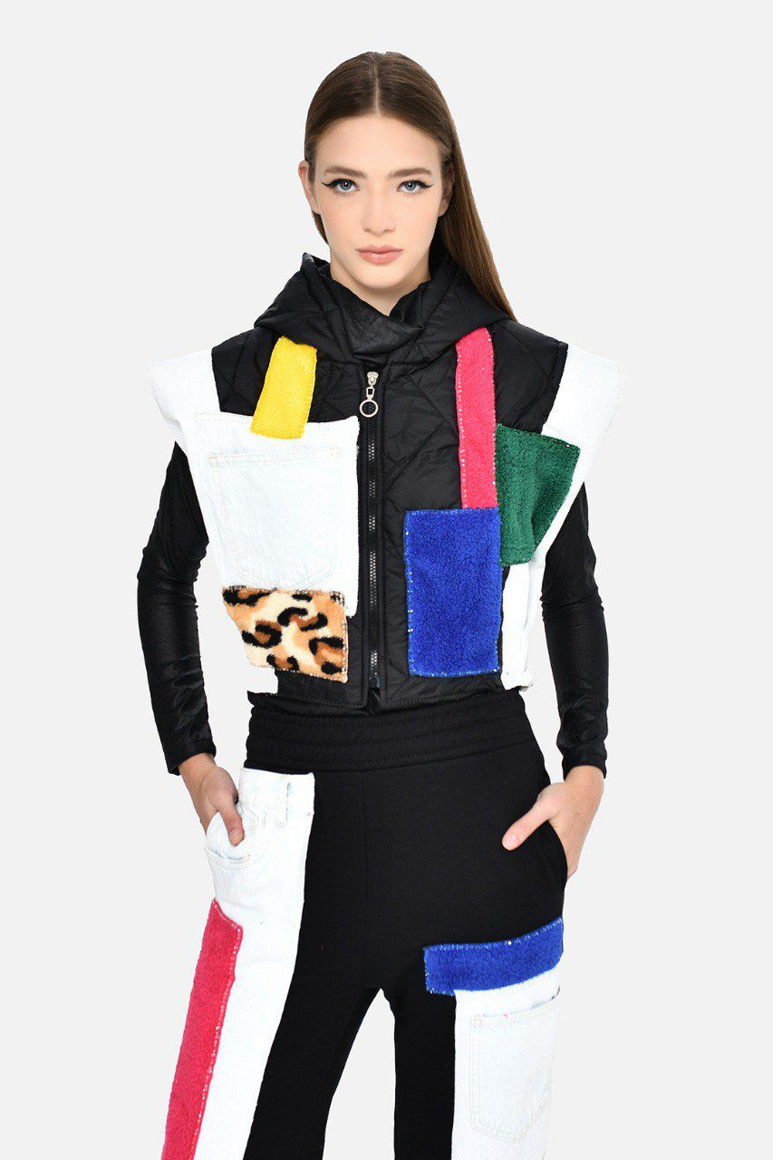 Color Block Patchwork Vest & Pants Set