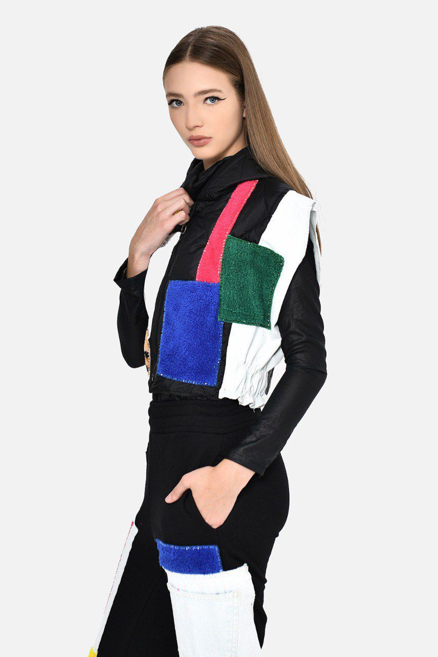 Color Block Patchwork Vest & Pants Set