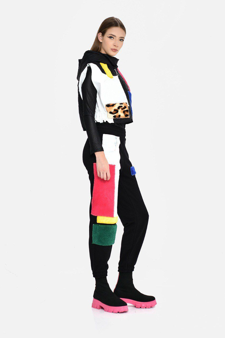 Color Block Patchwork Vest & Pants Set