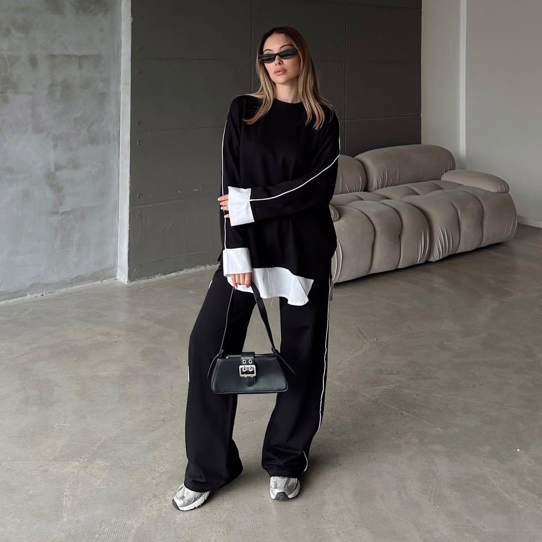 Oversized Contrast-Layered Co-ord Set