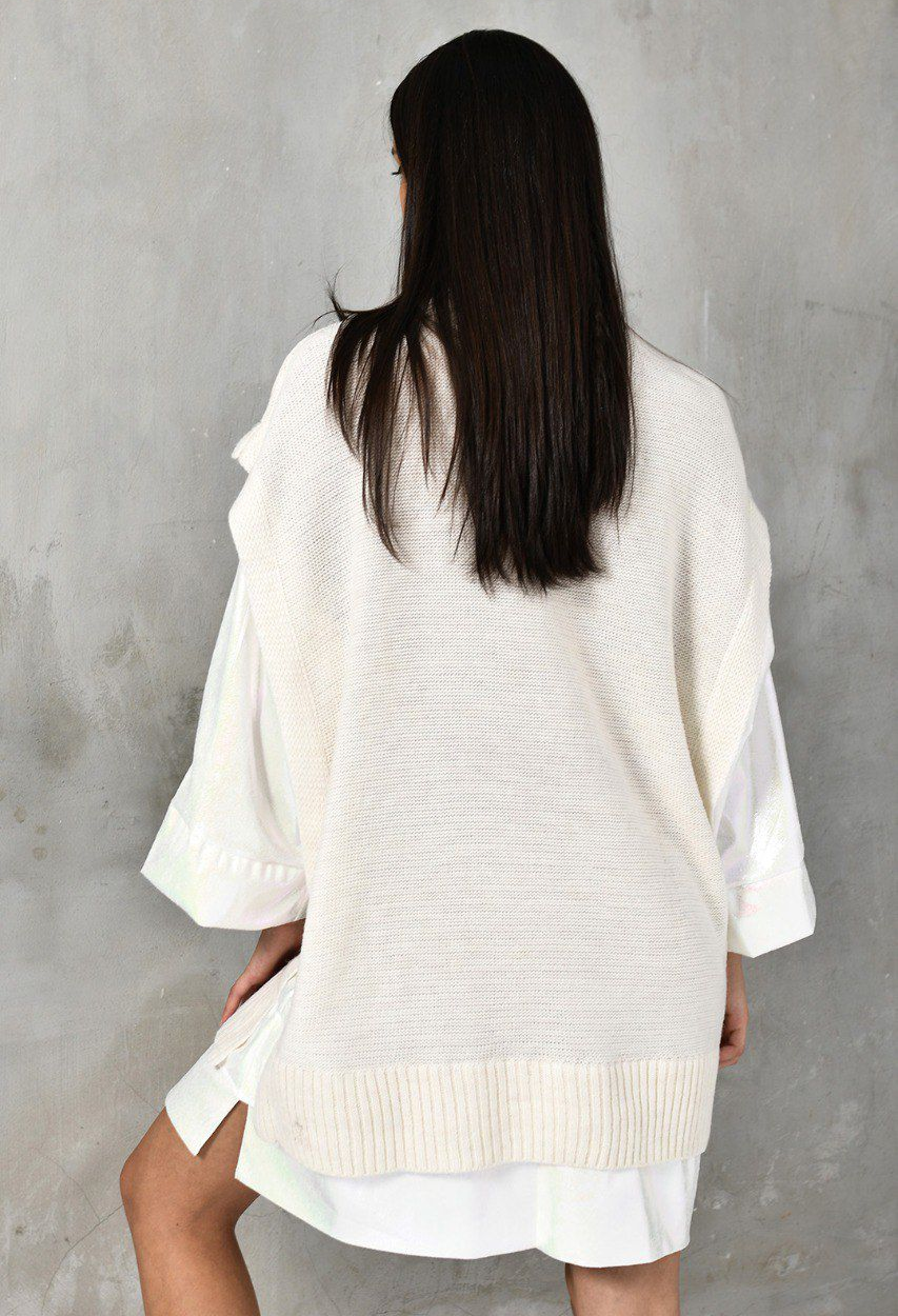 Oversized Graphic Turtleneck Sweater Dress