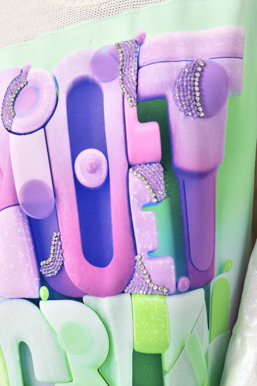 Oversized Graphic Turtleneck Sweater Dress