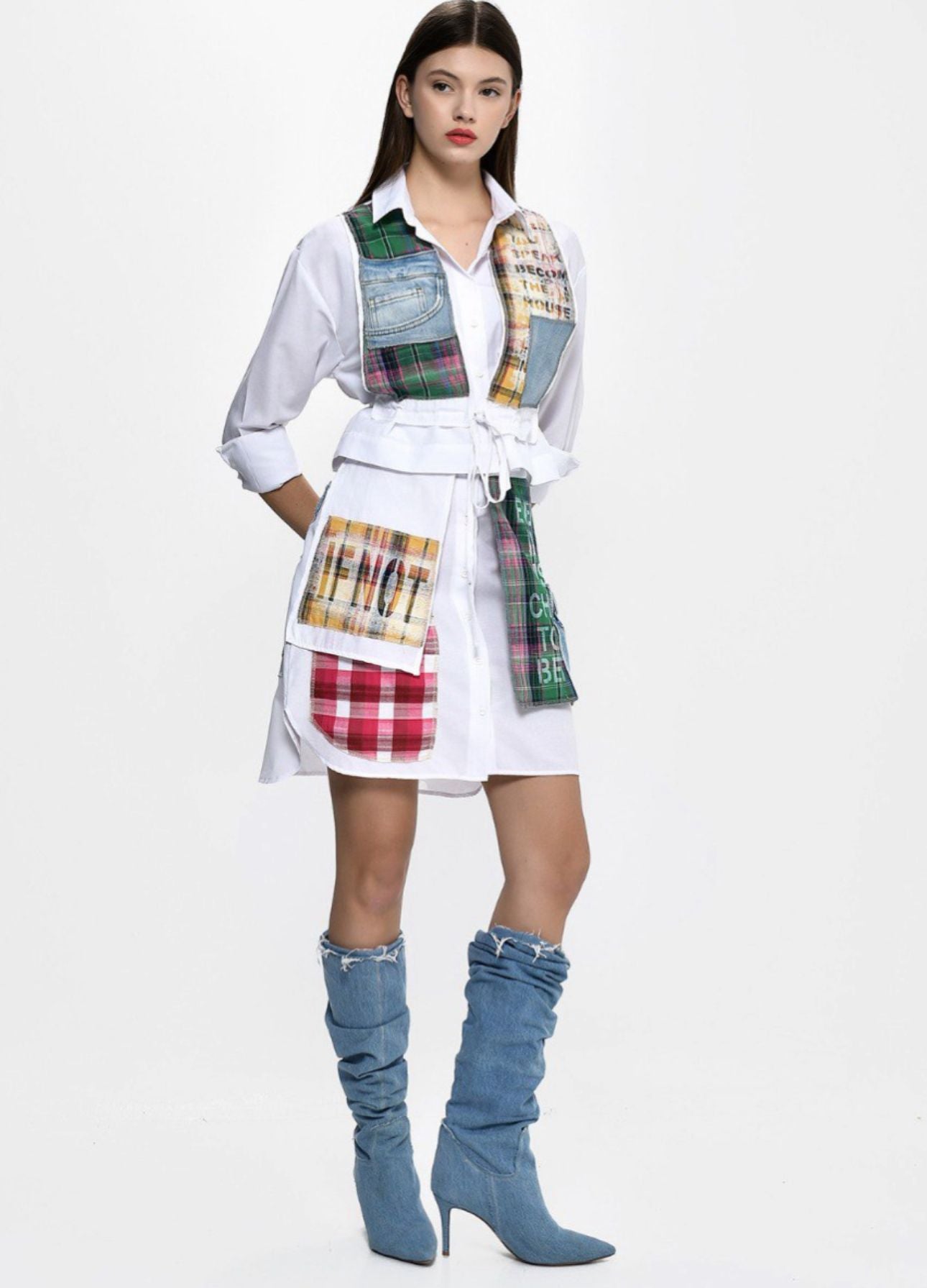 Urban Patchwork Shirt Dress