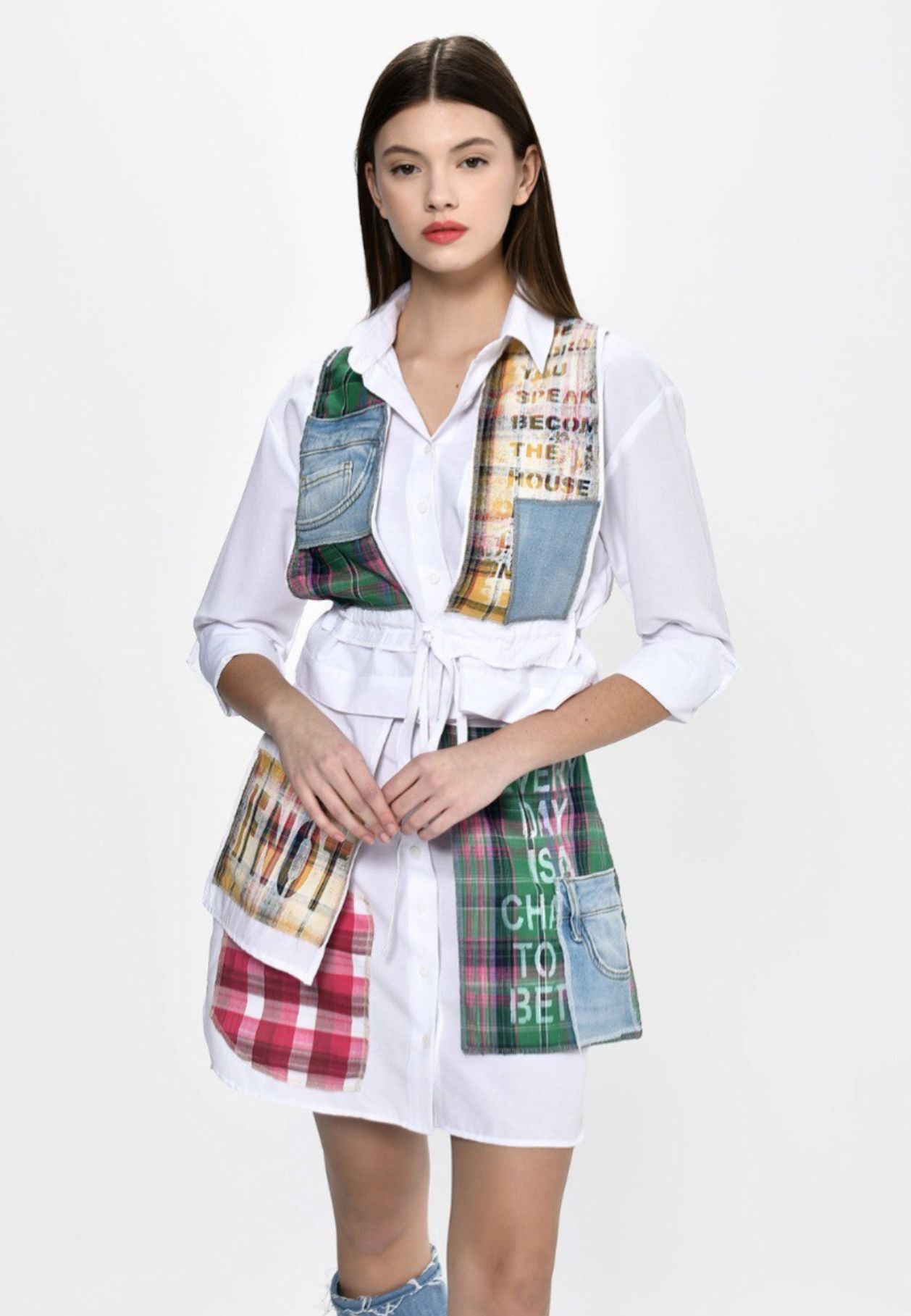 Urban Patchwork Shirt Dress