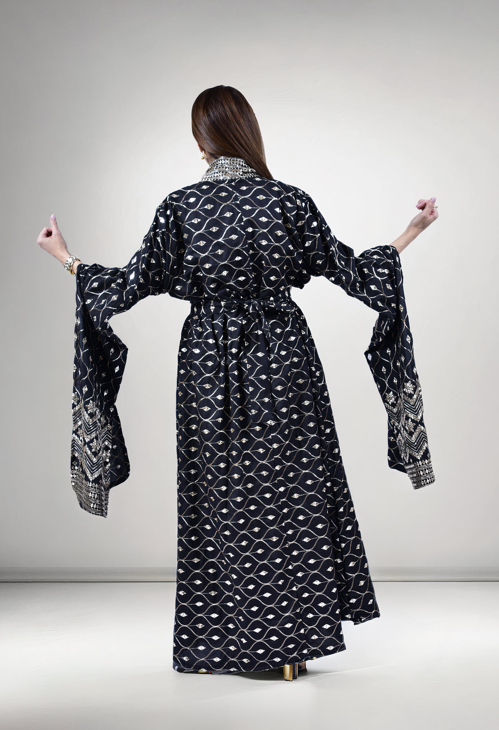 Golden Noir Kuwaiti Three-Piece Kaftan