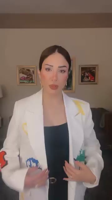 Graffiti Embroidered Oversized Blazer