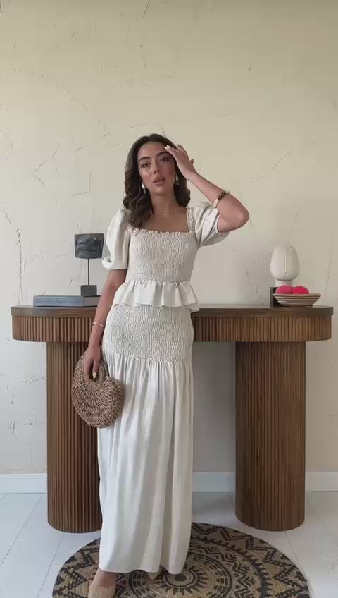 Coastal Breeze Off-Shoulder Maxi Dress