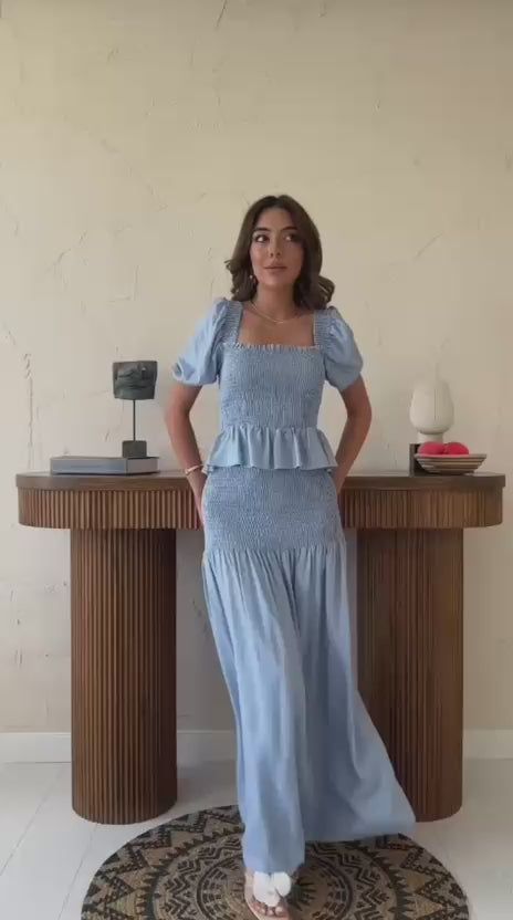 Coastal Breeze Off-Shoulder Maxi Dress