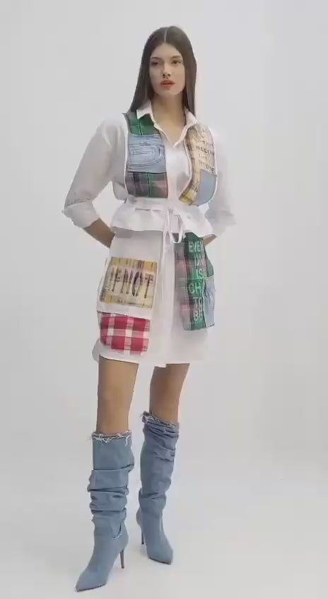 Urban Patchwork Shirt Dress