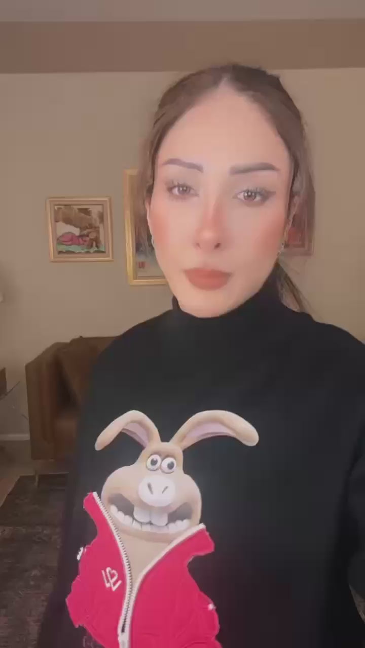 Bunny Graphic Oversized Tracksuit Set - Red Edition