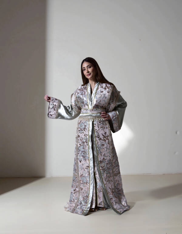 Designer golden light and turquoise Kaftan - Image 4