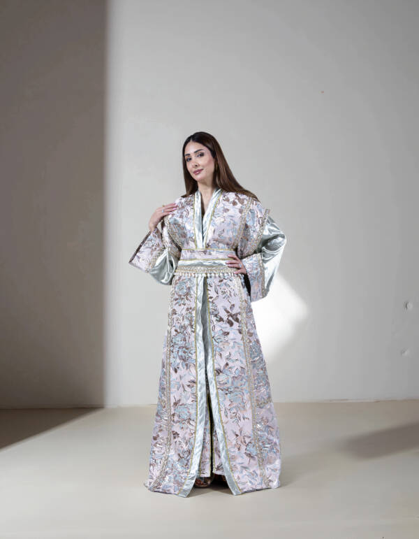 Designer golden light and turquoise Kaftan