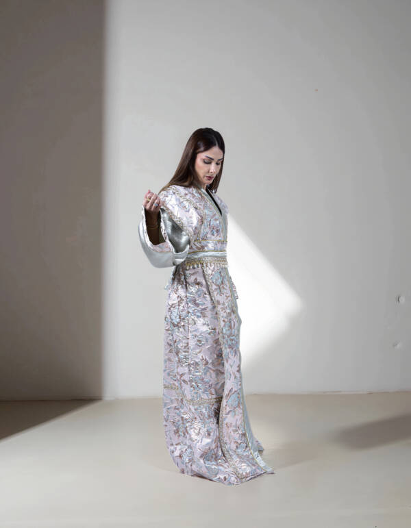 Designer golden light and turquoise Kaftan - Image 3