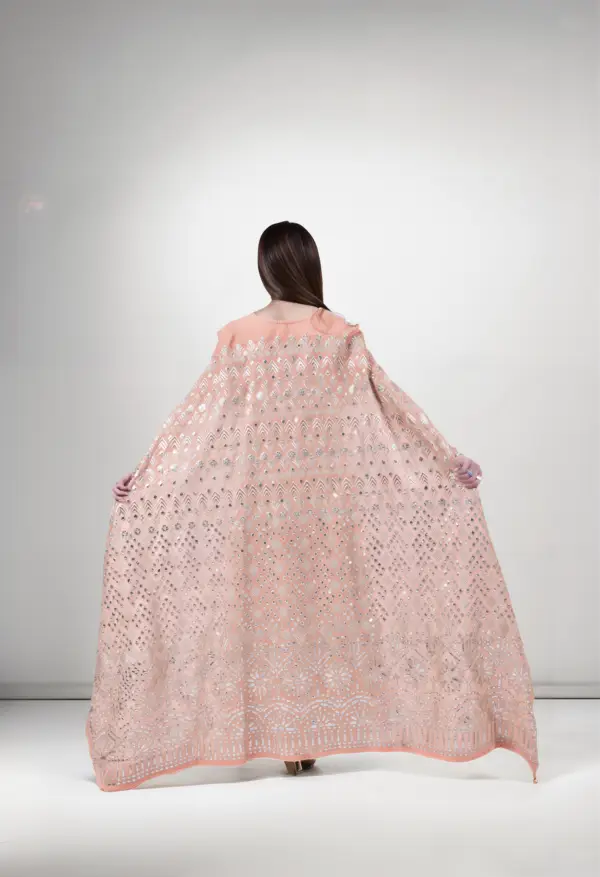 Desert Glow Kuwaiti Dress with Embroidered Cape - Image 3