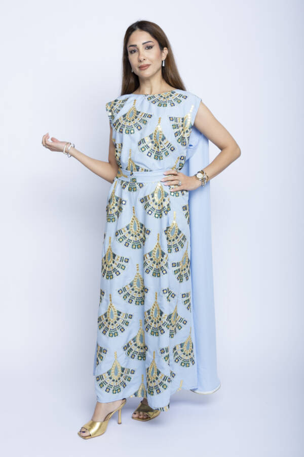 Sky Elegance Kuwaiti Cape Dress