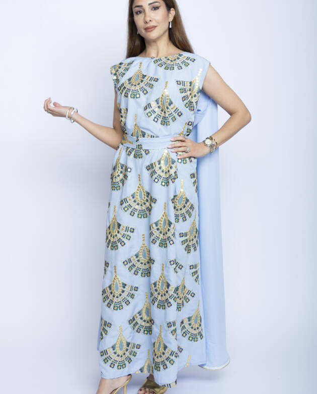 Sky Elegance Kuwaiti Cape Dress